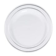 Gümüş Çizgili Porselen Görünümlü Plastik Tabak