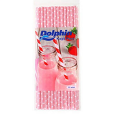 Kağıt Pipet Pembe Puantiyeli 25''li