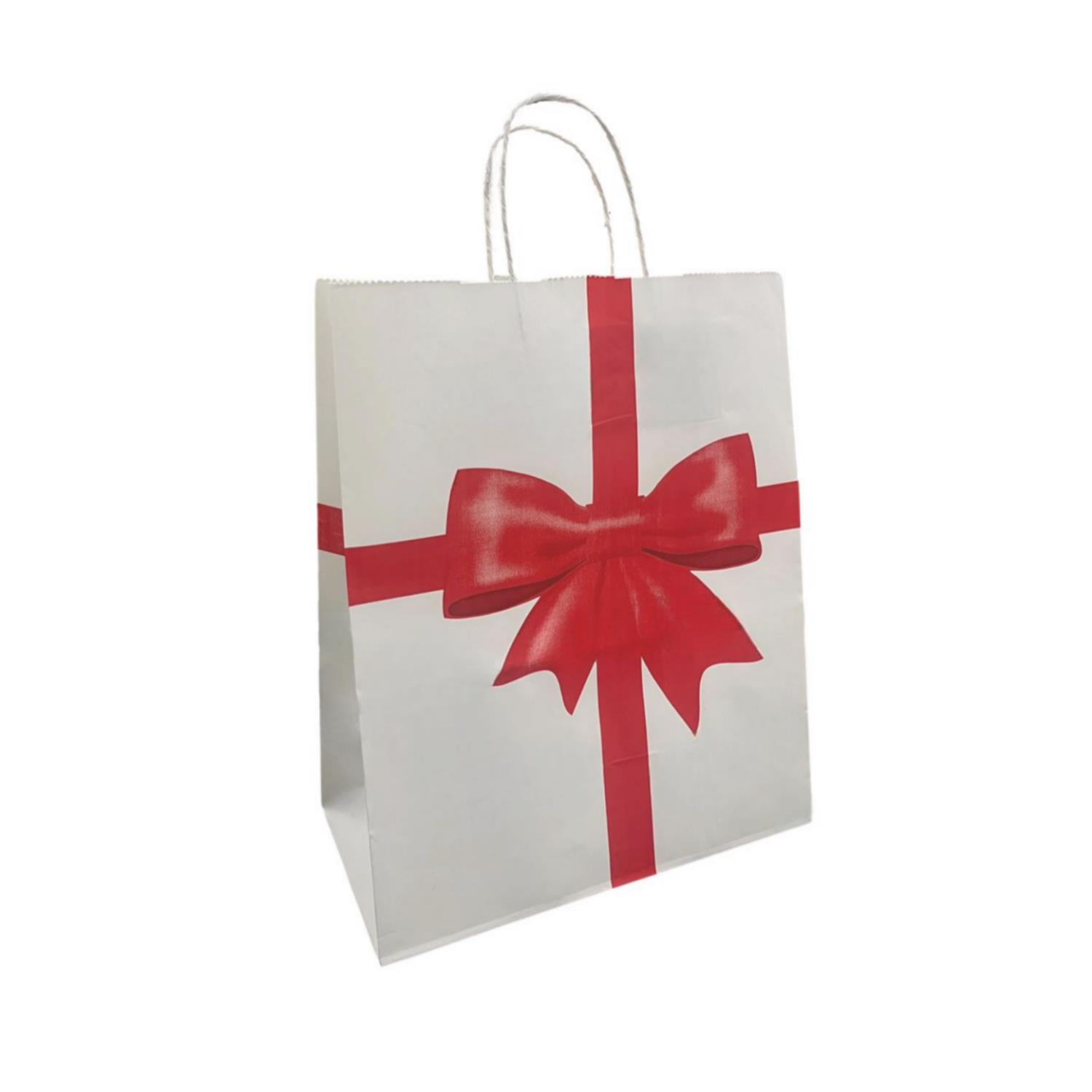 Kraft Burgu Saplı Çanta Fiyonklu 25x31x12cm
