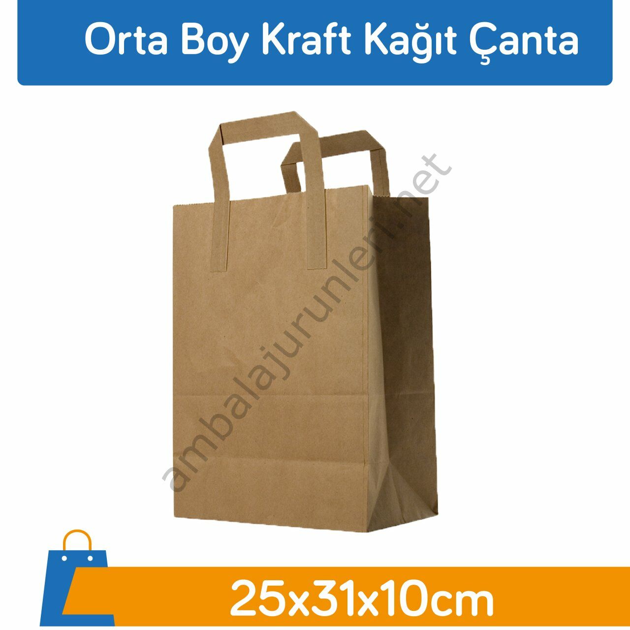 Orta Boy Kraft Kağıt Çanta 25x31x10cm