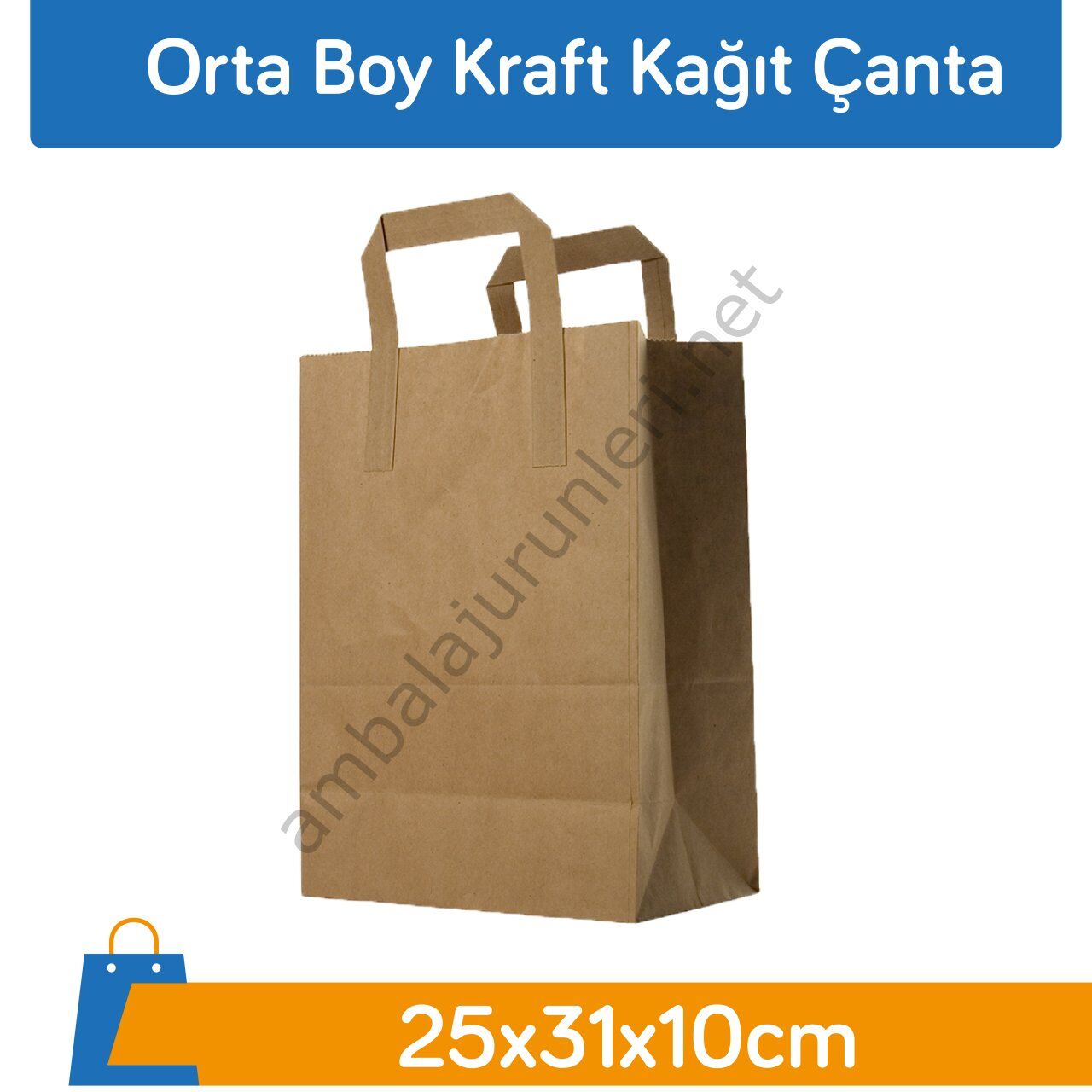 Orta Boy Kraft Kağıt Çanta 25x31x10cm