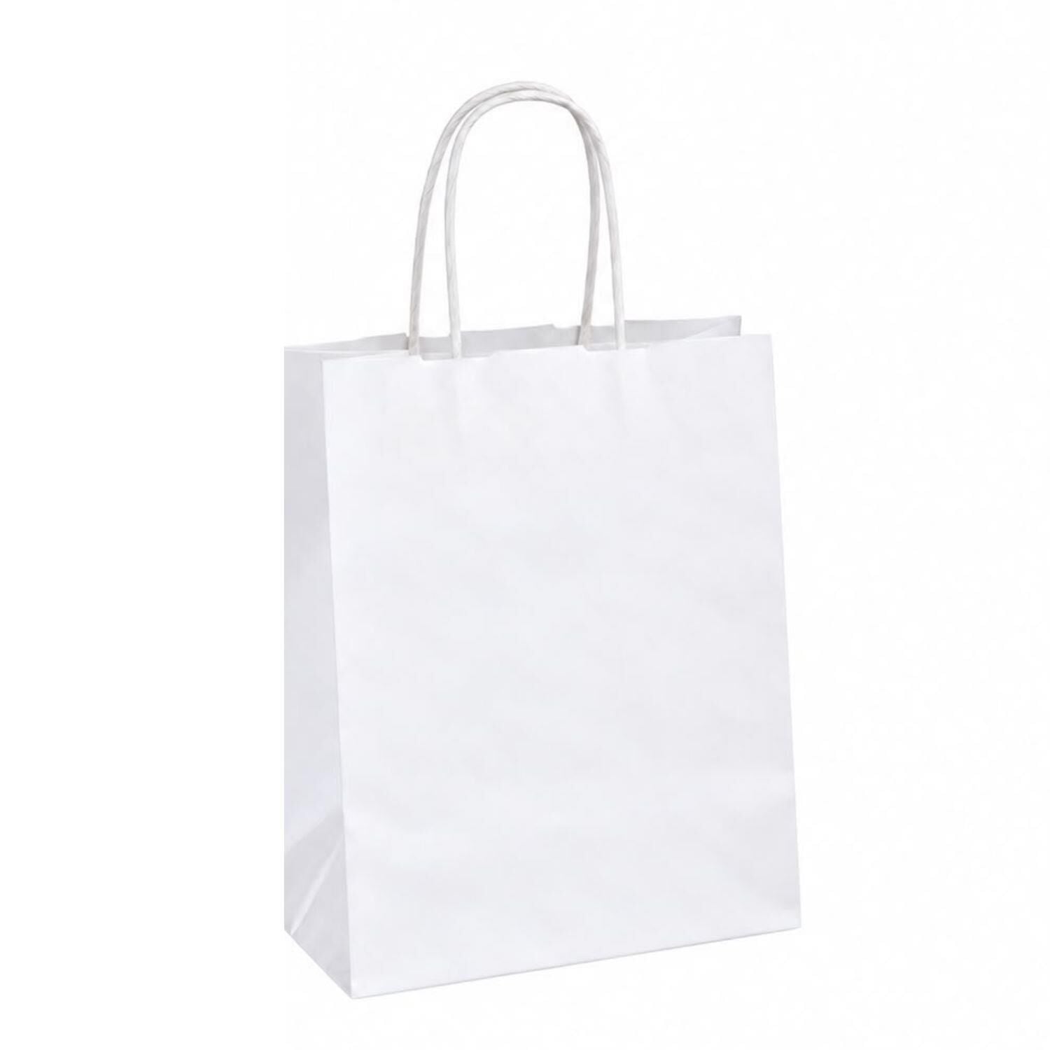 Kraft Burgu Saplı Çanta Beyaz 19x24x10cm