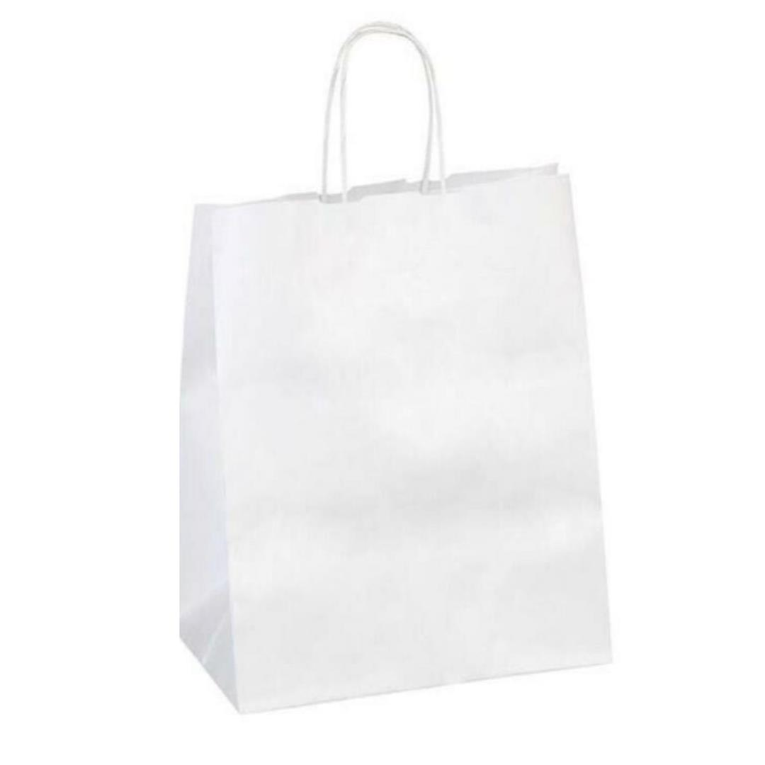 Kraft Burgu Saplı Beyaz Çanta 25x31x10cm