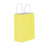 Kraft Burgu Saplı Sarı Puantiyeli Çanta 25x31x12cm