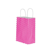 Kraft Burgu Saplı Çanta 18x24x8cm Fuşya Puantiyeli