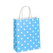 Kraft Burgu Saplı Çanta Mavi Puantiyeli 20x22x10cm