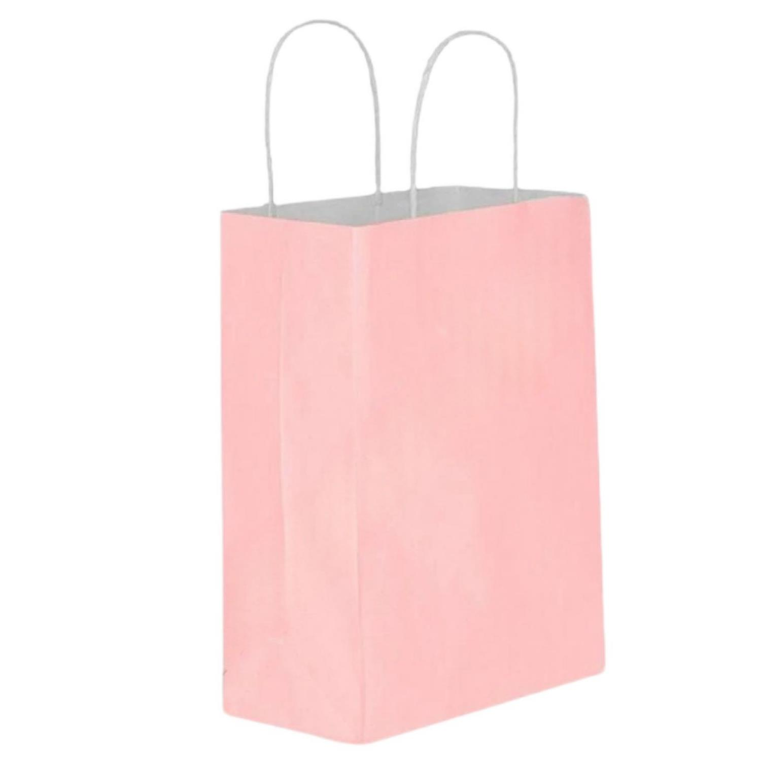 Burgu Saplı Açık Pembe Kağıt Çanta 32x40x12cm