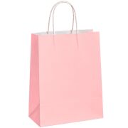 Burgu Saplı Açık Pembe Kağıt Çanta 32x40x12cm