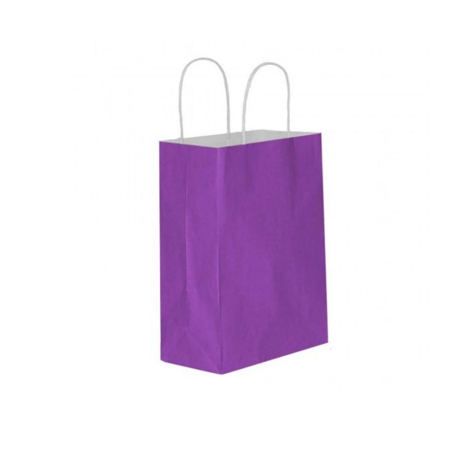 Burgu Saplı Mor Kağıt Çanta 18x24x8cm