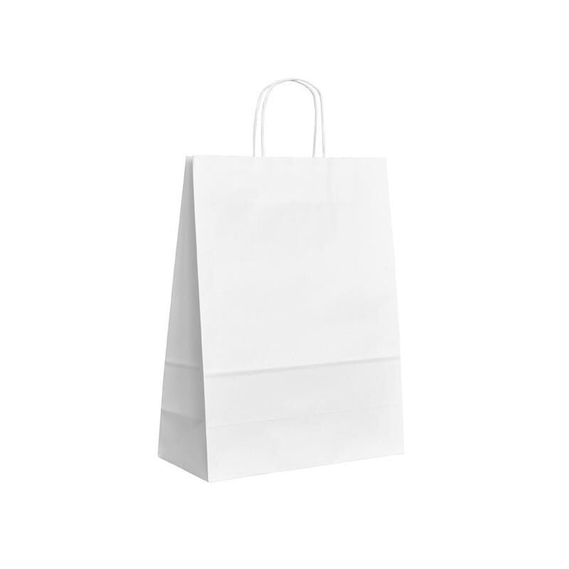 Kraft Burgu Saplı Çanta Beyaz 32x35x12cm