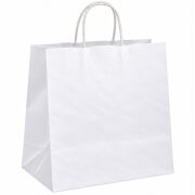 Kraft Burgu Saplı Beyaz Torba 35x37x22cm