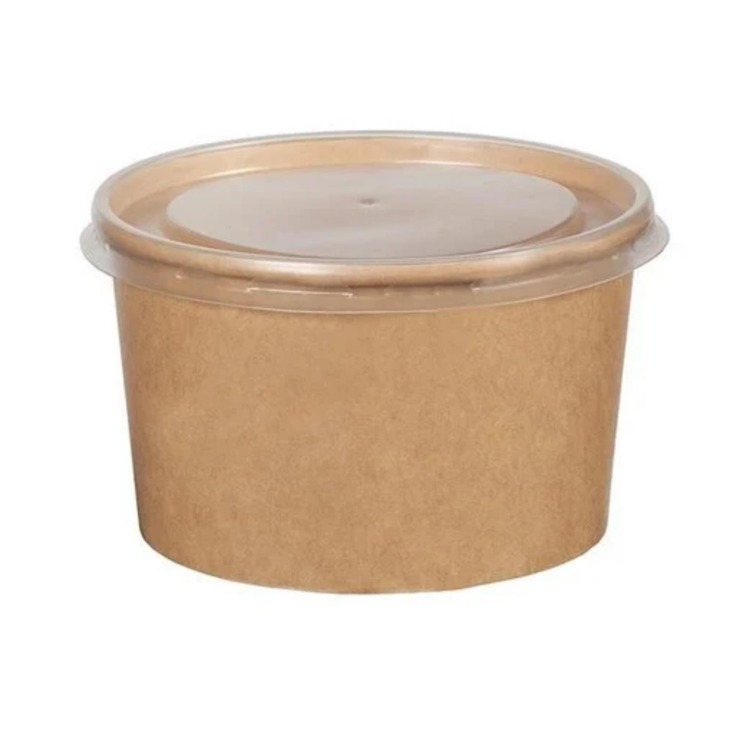 Kraft Karton Çorba Kasesi Kapaklı 16 oz 500 adet