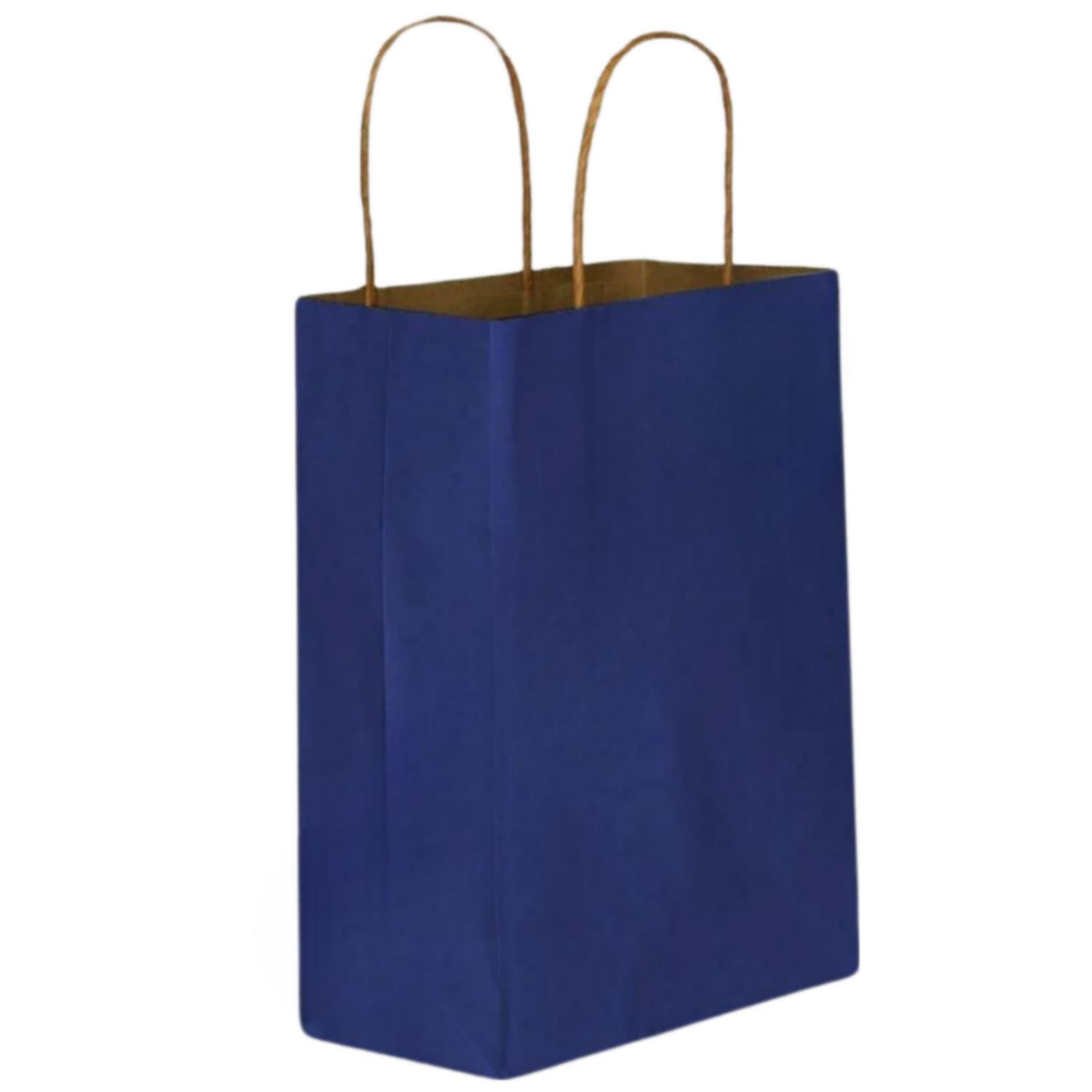 Burgu Saplı Lacivert Kağıt Çanta 32x40x12cm