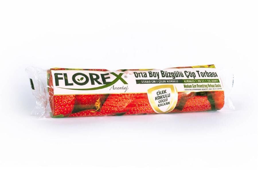 Florex Çilek Kokulu Büzgülü Orta Boy Çöp Torbası