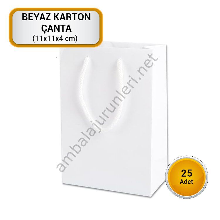 Karton Çanta Beyaz 11x11x5cm