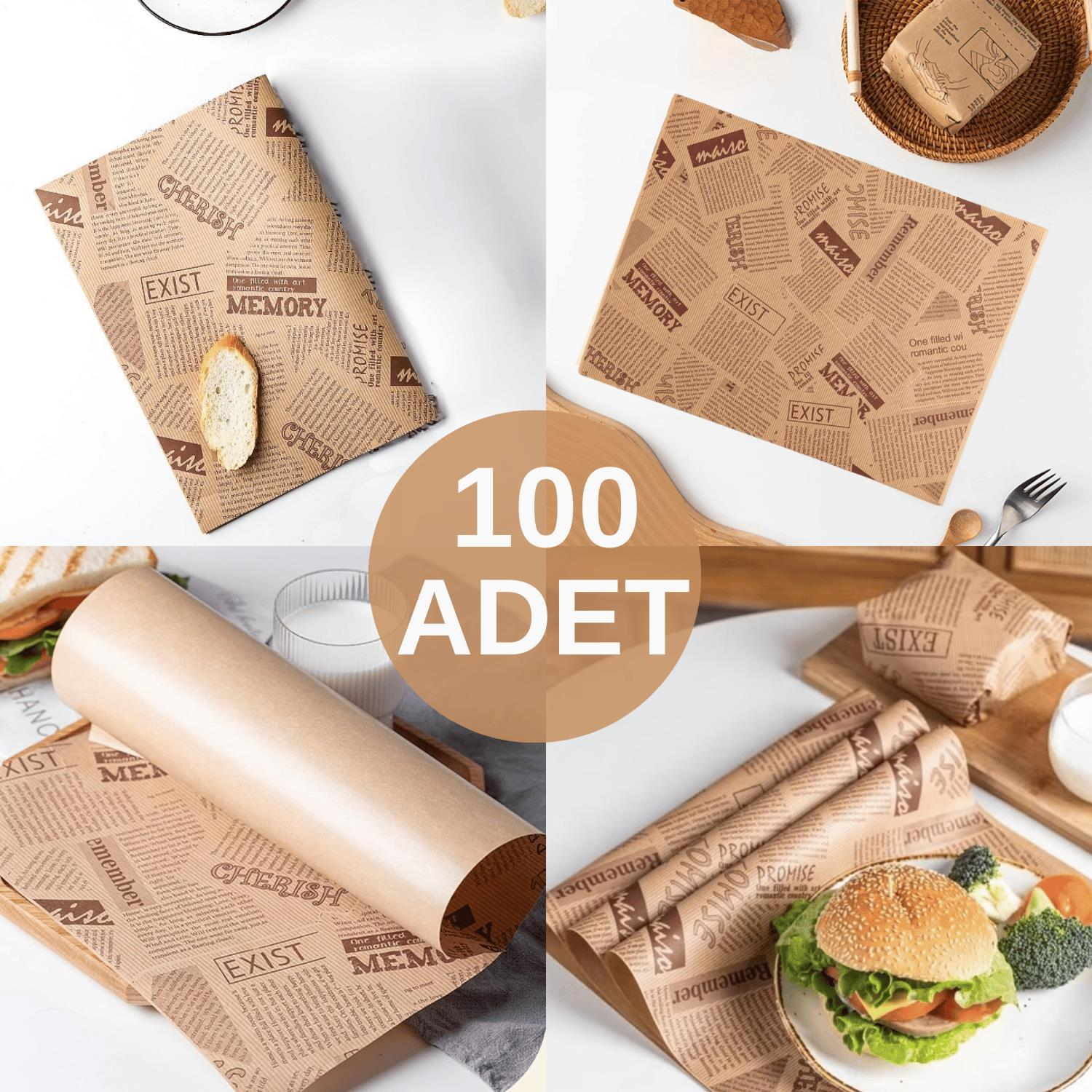 100 Adet Kendinden Desenli Yağlı Kağıt