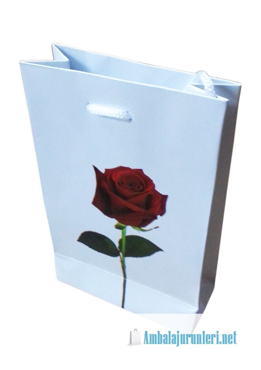 Karton Çanta Gül Desenli 11*17cm