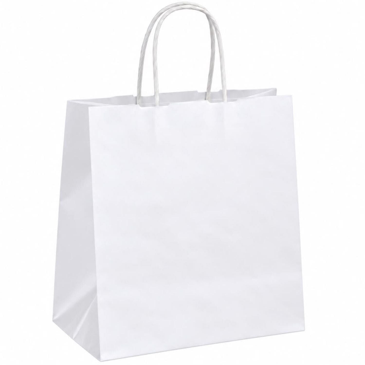 Beyaz Kraft Burgu Saplı Çanta 28x29x16cm