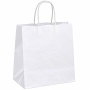 Beyaz Kraft Burgu Saplı Çanta 28x29x16cm