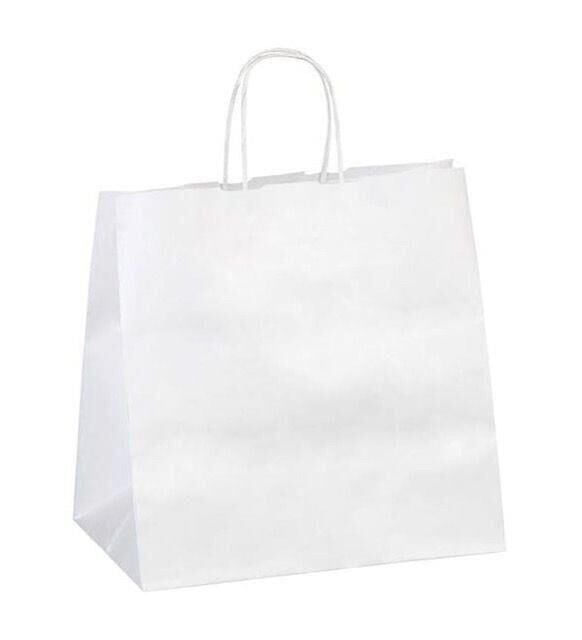 Beyaz Kraft Burgu Saplı Çanta 28x29x16cm