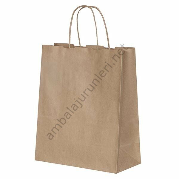 Burgu Saplı Kraft Kağıt Çanta 31x40x23cm