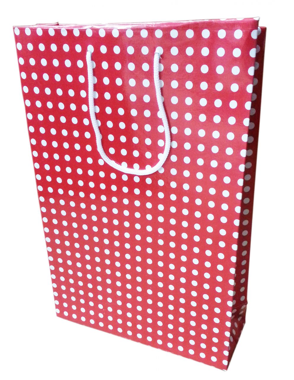 Karton Çanta Kırmızı Puantiyeli 26*38cm