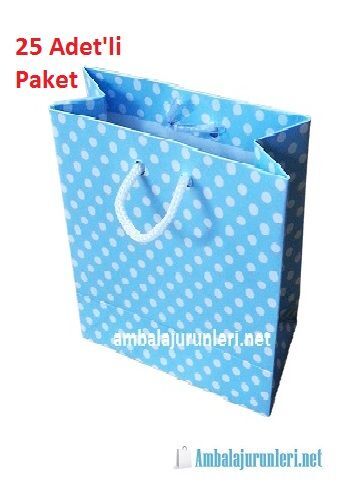 Karton Çanta Mavi Puantiyeli 11*17cm