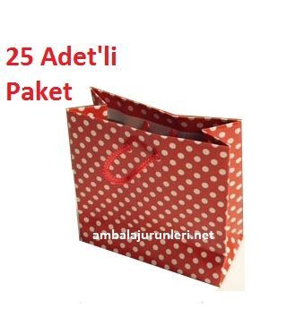 Karton Çanta Kırmızı Puantiyeli 11*11cm