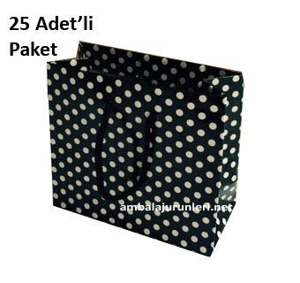 Karton Çanta Siyah Puantiyeli 11*11cm  25 adet