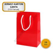 Karton Çanta Kırmızı 11x17x5cm