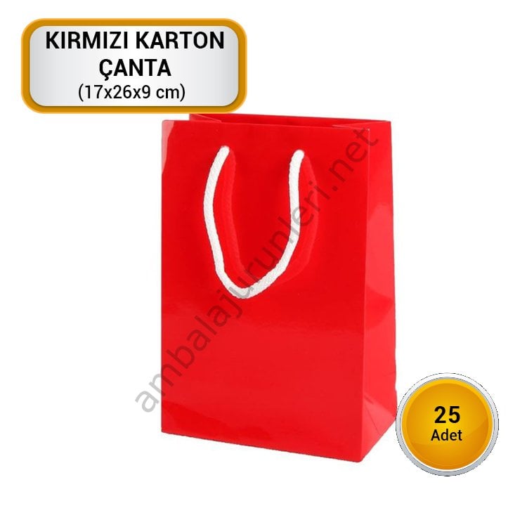 Karton Çanta Kırmızı 17x26