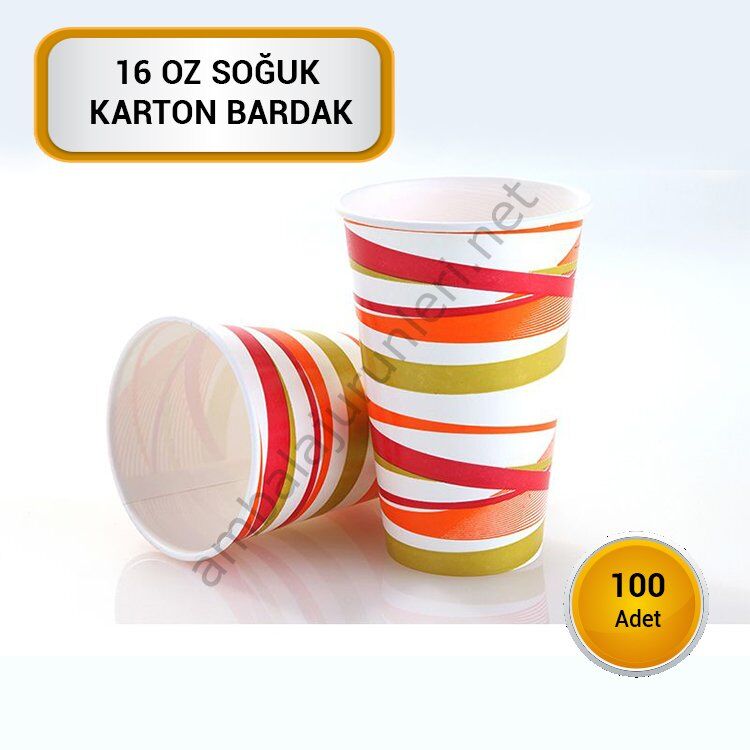 16 Oz Soğuk Karton Bardak