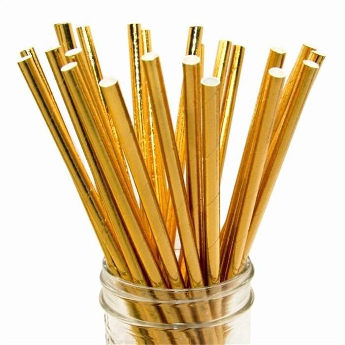 Kağı Pipet Metalize Gold 25 adet