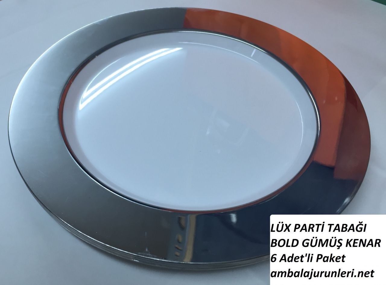 Porselen Görünümlü Tabak 26cm 6'lı Paket  Gümüş