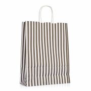 Kraft Burgu Saplı Çanta 32x40x12cm Siyah Çizgili