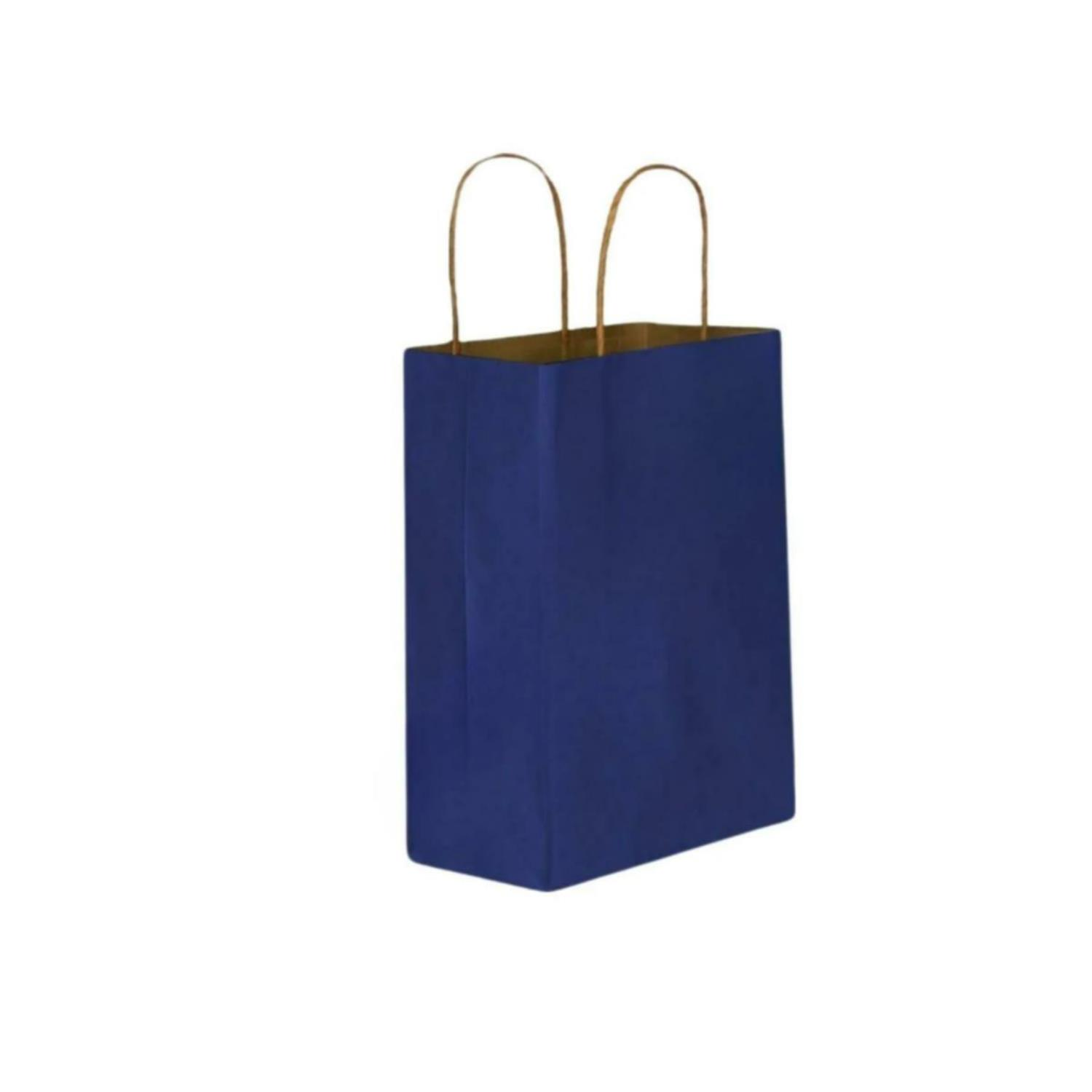 Kraft Burgu Saplı Çanta Esmer Lacivert 20x24x10cm