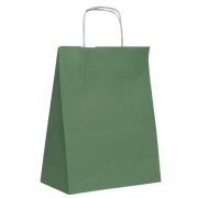 Burgu Saplı Koyu Yeşil Kağıt Çanta 32x40x12cm