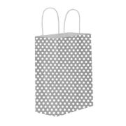 BURGU SAPLI ÇANTA 15X20X8CM GÜMÜŞ PUANTİYELİ 25 adet