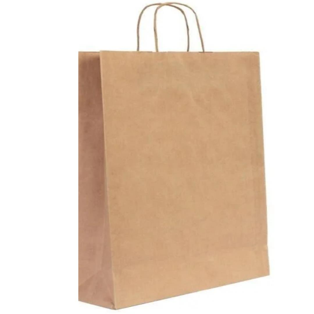Burgu Saplı Kraft Kağıt Çanta 32x40x12cm 50 ADET