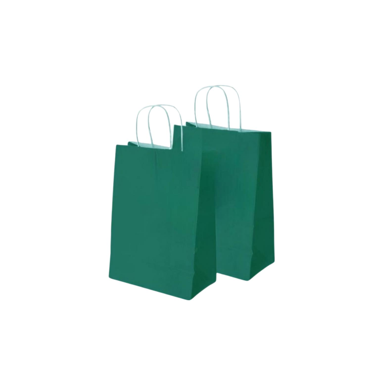 Kraft Burgu Saplı Çanta Nefti Yeşil 19x24x10cm