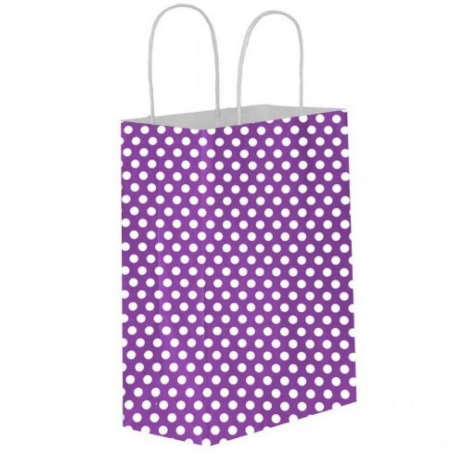 Kraft Burgu Saplı Çanta 32x40x12 Mor Puantiye