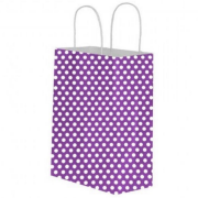 Kraft Burgu Saplı Çanta 32x40x12 Mor Puantiye