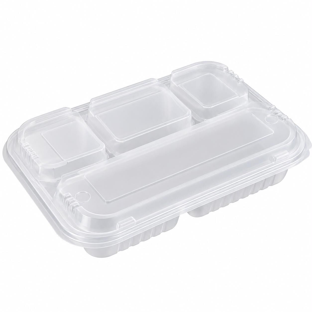 Plastik 4 Bölmeli Kendinden Kapaklı Kebap Kabı 75adet