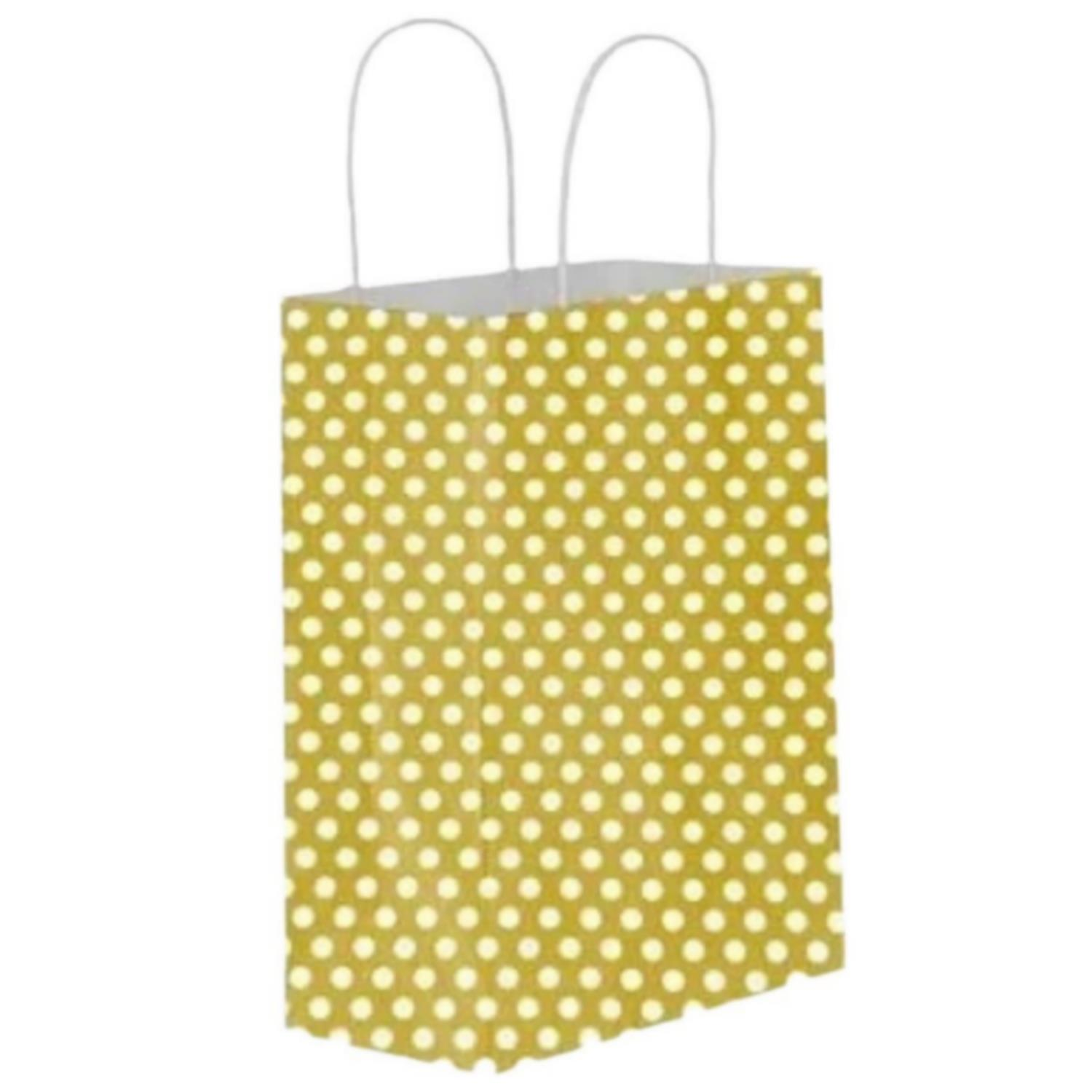 Kraft Burgu Saplı Çanta Gold Puantiyeli 32x40x12cm