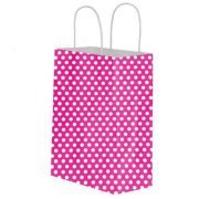 Kraft Burgu Saplı Çanta 32x40x12 Fuşya Puantiye