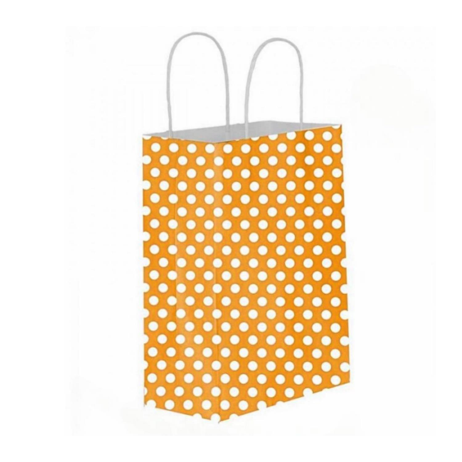 Kraft Burgu Saplı Çanta Turuncu Puantiyeli 25x31x12cm