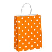 Kraft Burgu Saplı Çanta Turuncu Puantiyeli 25x31x12cm