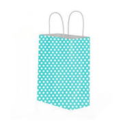 Kraft Burgu Saplı Çanta 25x31x12 Mavi Puantiye