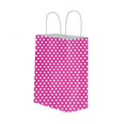 Kraft Burgu Saplı Çanta Fuşya Puantiyeli 25x31x12cm