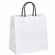 Burgu Saplı Çanta Beyaz 27x29x16cm (Siyah Saplı)